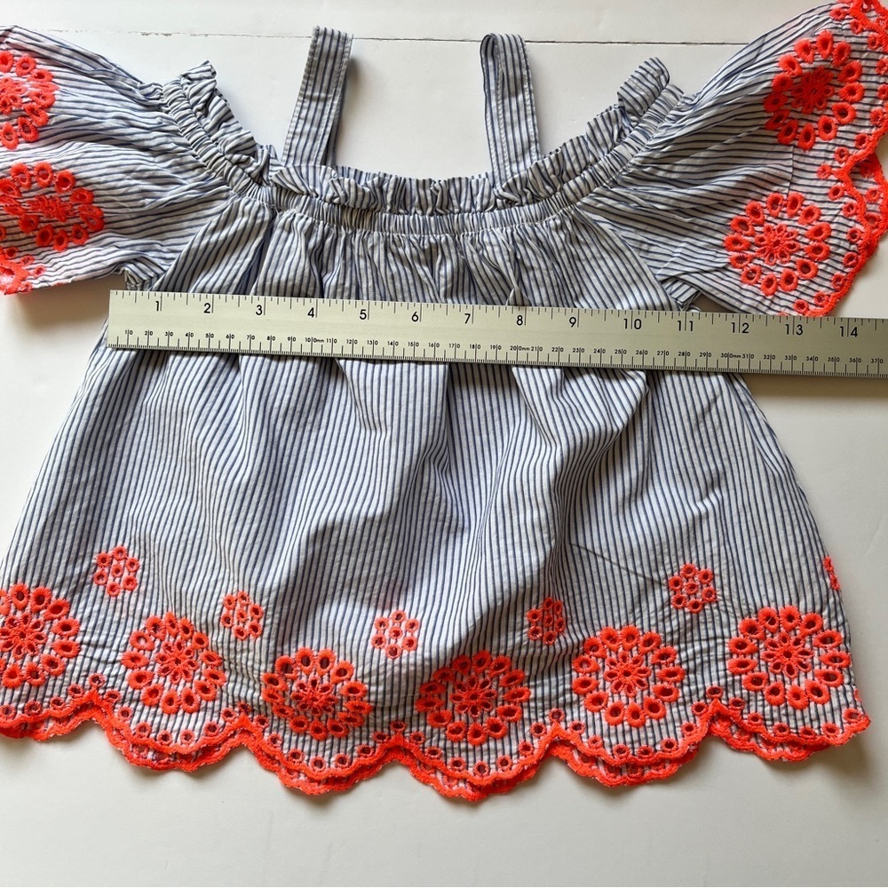 Zara Girls Collection Off Shoulder Strap Ruffle Blouse Top Shirt Embroidered 5 - Picture 6 of 12